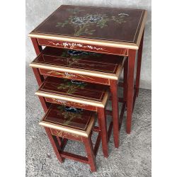 Nesting Tables with white inlaid mother-of-pearl