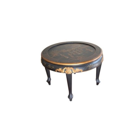 Table chinoise de salon dorée à la feuille