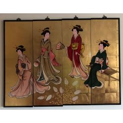 Tableau doré à la feuille geishas