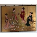 Tableau doré à la feuille geishas