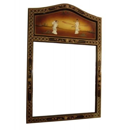 Miroir chinois laque mordorée