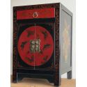Meuble d'appoint chinois rouge papillons