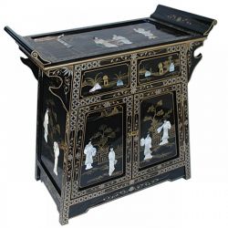 Buffet chinese lacquered temple with 2 doors and 1 drawers
