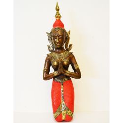 Statue de danseuse thai rouge 