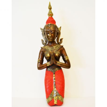 Statue de danseuse thai rouge 