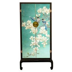 Armoire chinoise laquée bleue