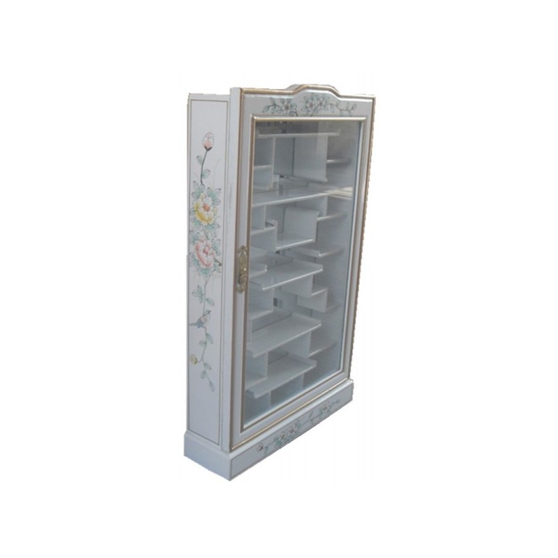 Etagère destructurée blanche fleurs et oiseaux Etagère destructurée blanche fleurs et oiseaux