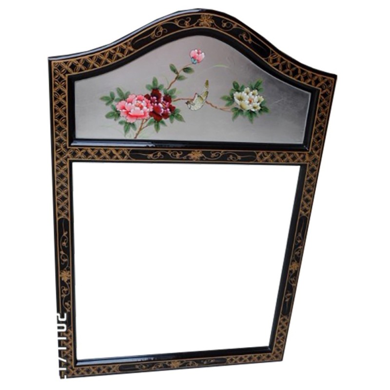 Miroir chinois laque argent