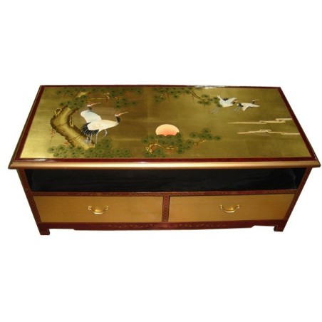 Table basse chinoise laquée avec deux niches