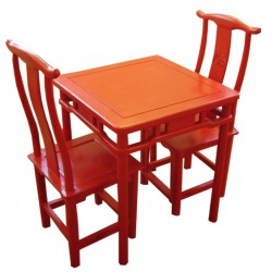 Table à jeux et 2 chaises rouge