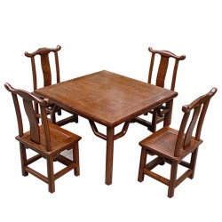 Table chinoise en orme avec 4 chaises