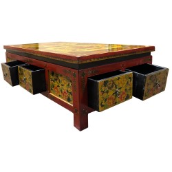 Table tibétaine 8 tiroirs de Taktser
