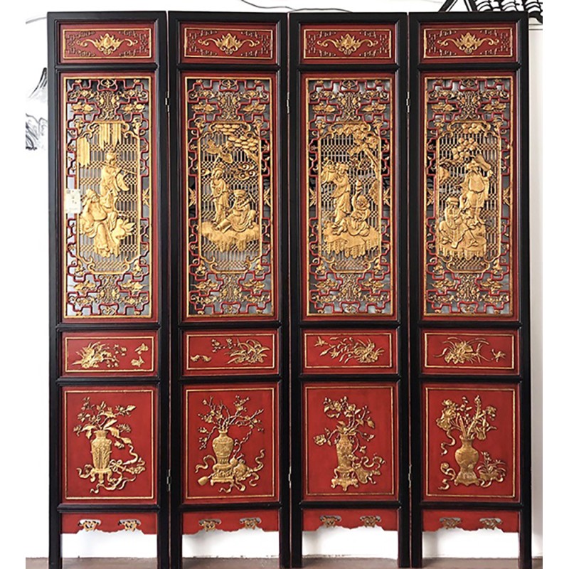 Paravent chinois fleurs et oiseaux Paravent chinois fleurs et oiseaux