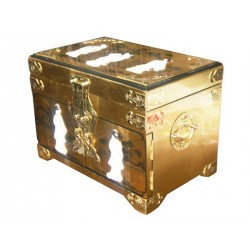 Boîte à bijoux chinoise laque dorée à la feuille