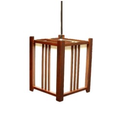 Lampe japonaise en bois naturel peint