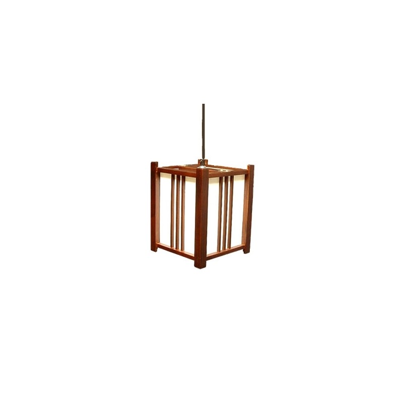 Lampe japonaise en bois naturel peint