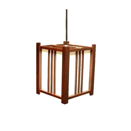 Lampe japonaise en bois naturel peint