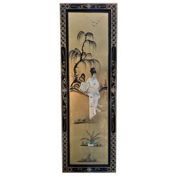 Table lacquered geisha-in-picture mother-of-pearl