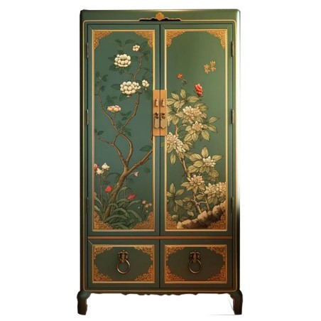 Armoire chinoise bleue fleurs de pivoine