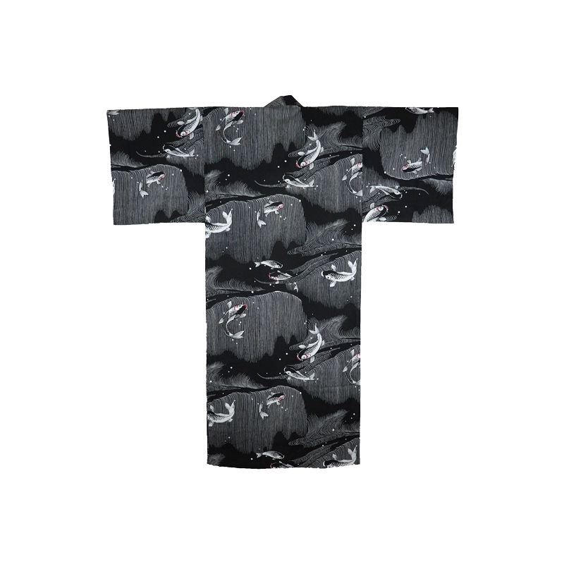 Yukata japonais noir Koi long