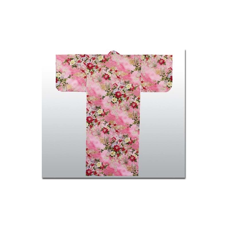 Kimono japonais fleur rose coton 