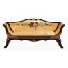 Sofa laqué chinois motifs fleurs et oiseaux