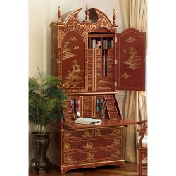 Secrétaire chinois double laqué rouge