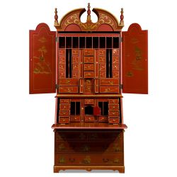 Secrétaire chinois double laqué rouge