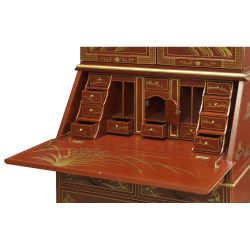 Secrétaire chinois double laqué rouge