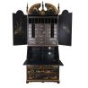 Secrétaire scriban chinois laque noire motifs personnages peints