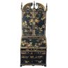 Secrétaire scriban chinois laque noire motifs personnages peints