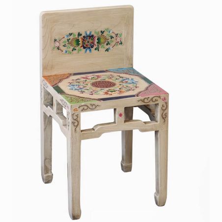 Tabouret tibétain avec dossier