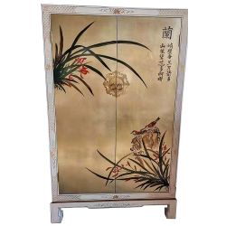 Armoire chinoise laque dorée peinte à la main