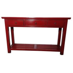 Console chinoise rouge 3 tiroirs