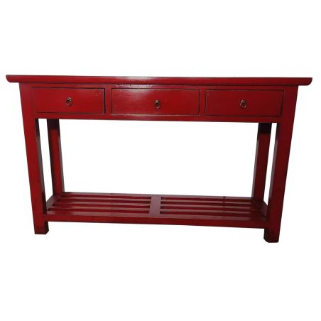 Console chinoise rouge 3 tiroirs