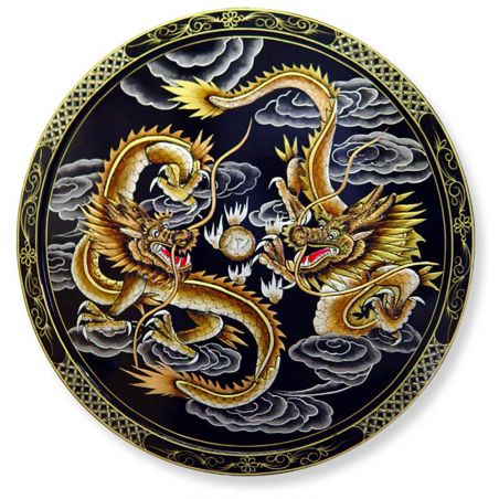 Tableau chinois laqué des dragons de la cité impériale