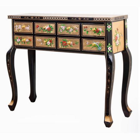 Console laquée chinoise 8 tiroirs