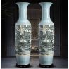 Grand vase chinois couleur céladon peint à la main