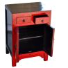 Meuble chinois rouge peint de fleurs et oiseaux