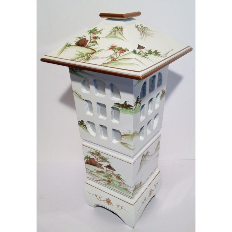 Lampe chinoise pagode blanche Lampe chinoise pagode blanche