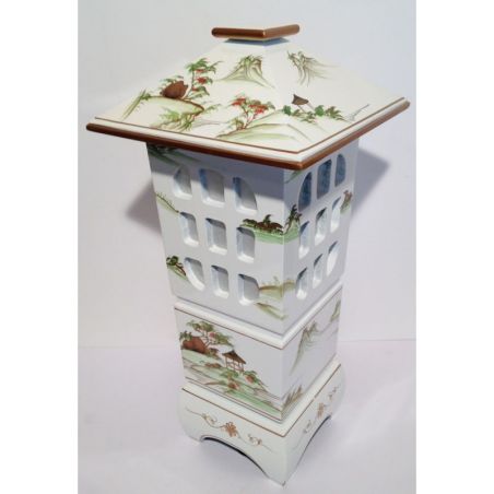 Lampe chinoise pagode blanche