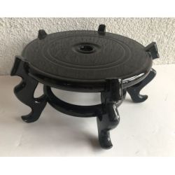 Cache pot chinois doré grues 30cm avec support bois