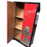 Armoire chinoise laquée rouge motifs doré