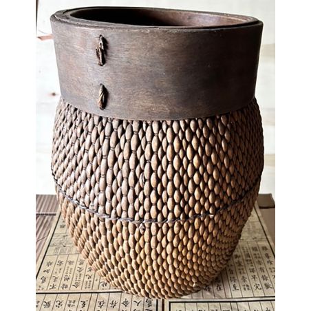 Ancien panier à riz tressé