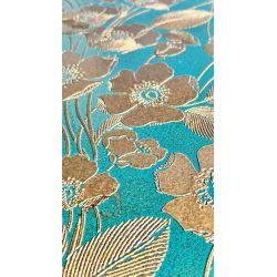 Coffre tibétain bleu aux motifs floraux - COMMANDE POSSIBLE SUR MESURE