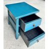 Chevet chinois bleu patiné à l'ancienne