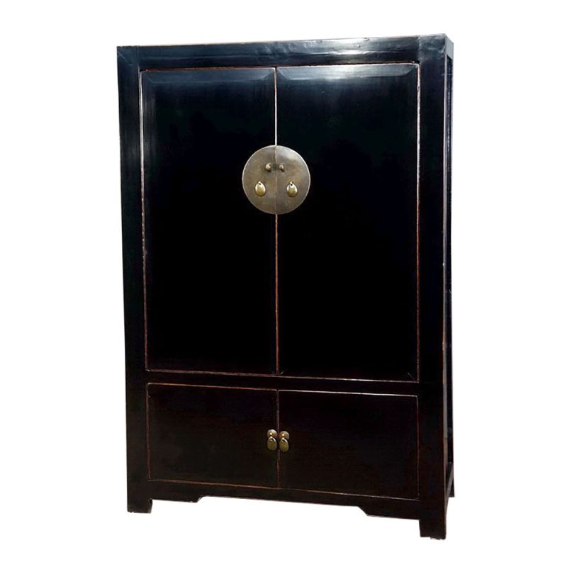 Armoire de mariage chinoise noire avec rechampis