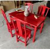 Table de cuisine chinoise et quatre chaises en teck massif Table de cuisine chinoise et quatre chaises en teck massif