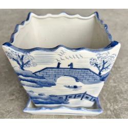 Cache pot vietnamien paysages bleus