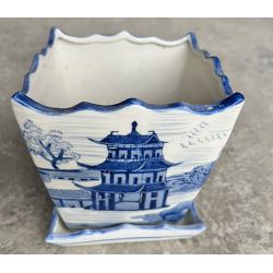Cache pot vietnamien paysages bleus